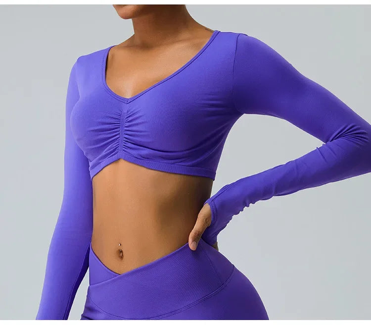 SEAMLESS CROP TOP [LONG-SLEEVE CROPPED SHIRT]