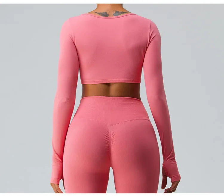 SEAMLESS CROP TOP [LONG-SLEEVE CROPPED SHIRT]