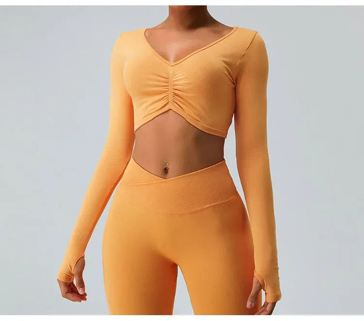 SEAMLESS CROP TOP [LONG-SLEEVE CROPPED SHIRT]