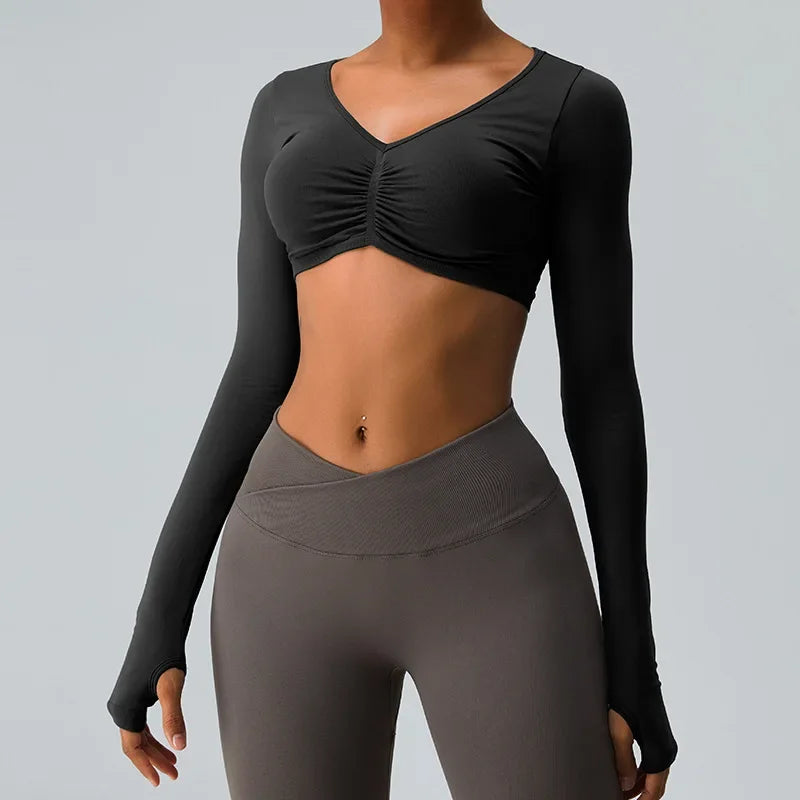 SEAMLESS CROP TOP [LONG-SLEEVE CROPPED SHIRT]